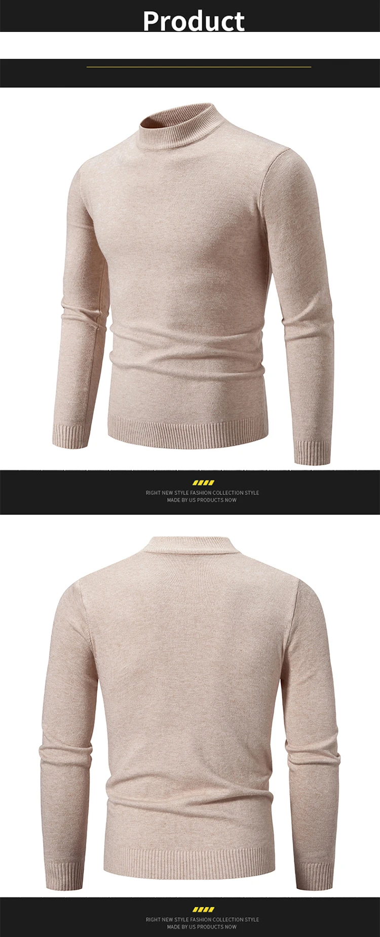 Neue Herbst Winter Designer Mode Hälfte Rollkragen Gestrickte Pullover Hohe Qualität Mens Casual Einfarbig Warme Frauen Pullover – Detail 11