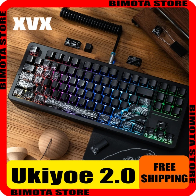 

XVX Ukiyoe 2.0 118keys Keycap Ergonomic IMD Process Pattern Translucent Keycap Personalized Side Engraving Woting PC Accessories