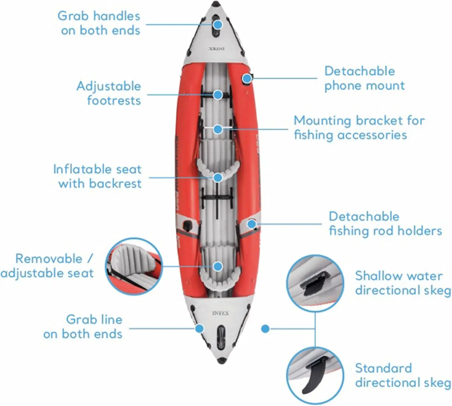 68303EP Excursion Pro K1 Inflatable Kayak Set: Includes Deluxe 86in Kayak Paddles and High-Output Pump – SuperTough PVC