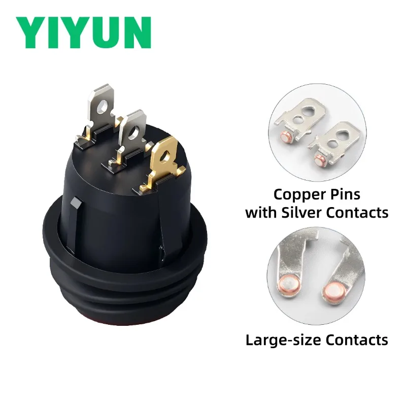 5PCS KCD1‑105 Circular Rocker Switch 2-Pin 3‑Pin 2/3‑Position Waterproof Dust‑proof Oil‑proof Round Boat Switch 220V 24V 12V