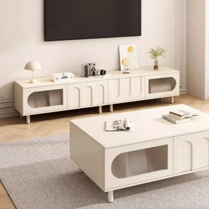 

Storage Doors Glass TV Table Modern Cabinet White Light Luxury Nordic TV Table Floor High Muebles Salon Moderno Home Furniture