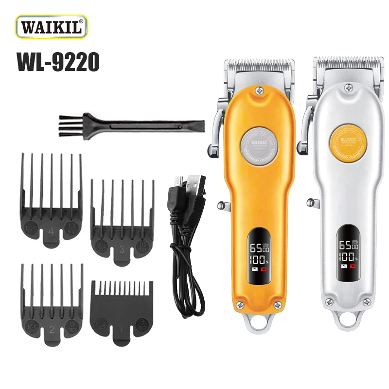 

WAIKIL Professional Men's Electric Barber All Metal Oil Head Sculpture Scissor USB charge Digital Display Cordless Hair clipper