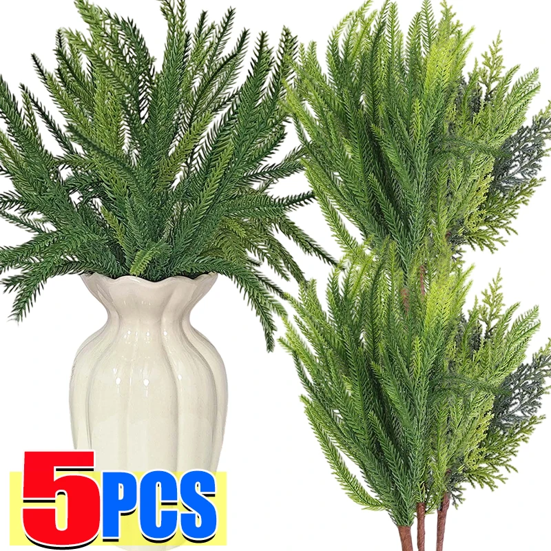 Tallos artificiales de vegetación navideña, ramas de pino Norfolk para decoraciones navideñas, fabricación de coronas, decoración de regalo, centro de mesa, chimenea