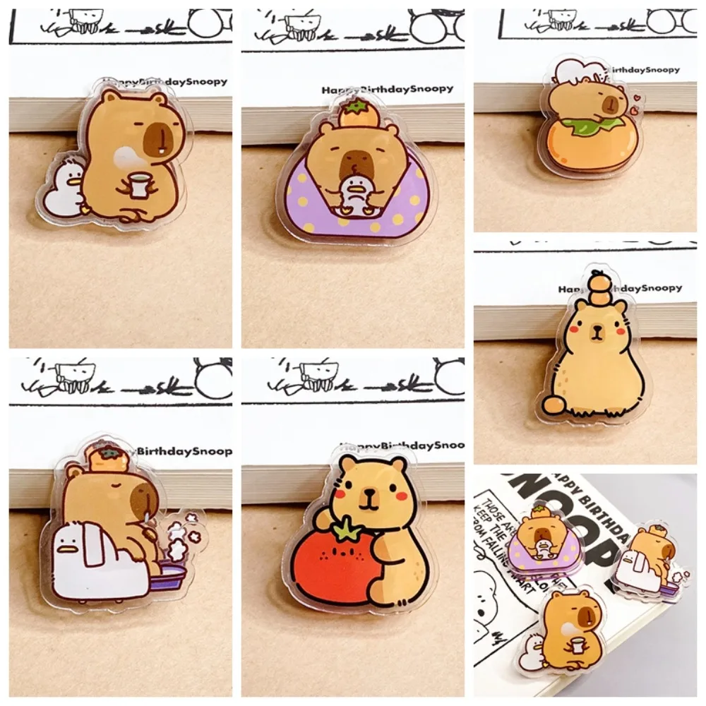 Persimmons Cartoon Memo Clip Sealing Clamp Decorative Capybara Kawaii PP Clip Acrylic Cartoon Acrylic Paper Clip Student Kids