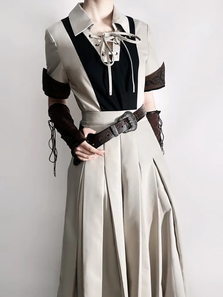 Abito lungo da abito con camicia in stile retrò