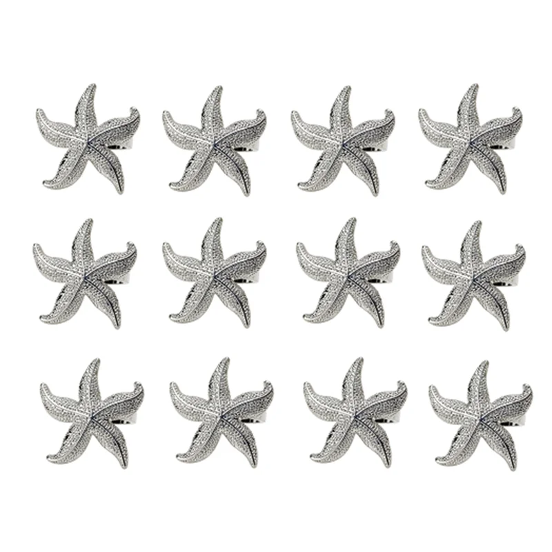 Starfish Napkin Rings 12 Silver Nautical Summer Wedding Party Beach Table Decor