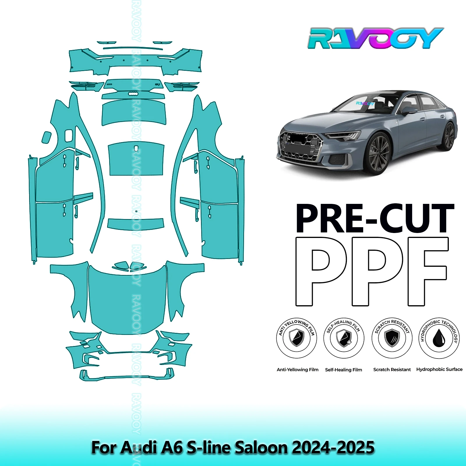 

Full Vehicle Clear Bra Precut PPF Paint Protection Film For Audi A6 S-line Saloon 2024-2025
