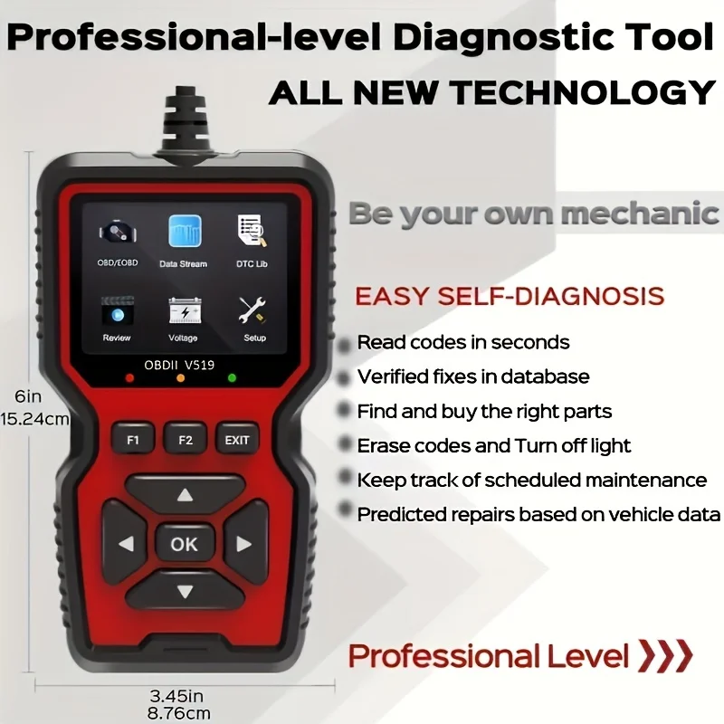 V519 New Arrival Auto Scan Tools OBDII Full System Code Reader Hand-held Engine Analyzer for Car Diagnostics Hot-selling