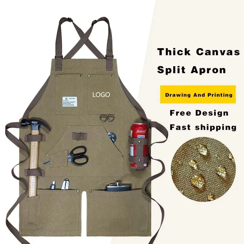 Fashionable Thickened Waterproof Split Apron, Adjustable, Suitable for Baristas, Nail Technicians, Restaurants, Maintenance Work