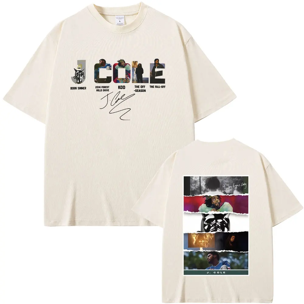 Rapper J Cole Music Album Cover Graphic T-shirt The Fall Off Print T Shirts Men Women Hip Hop Fashion Tees Oversized Streetwear