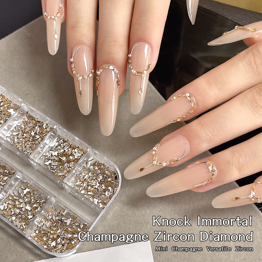 KANIU 12 Quadratische Mischformen Bunter Zirkon Multi-Größe Flache Rückseite Funkelnde Strass-Perlen DIY Nagelkunst Zubehör Dekorationen