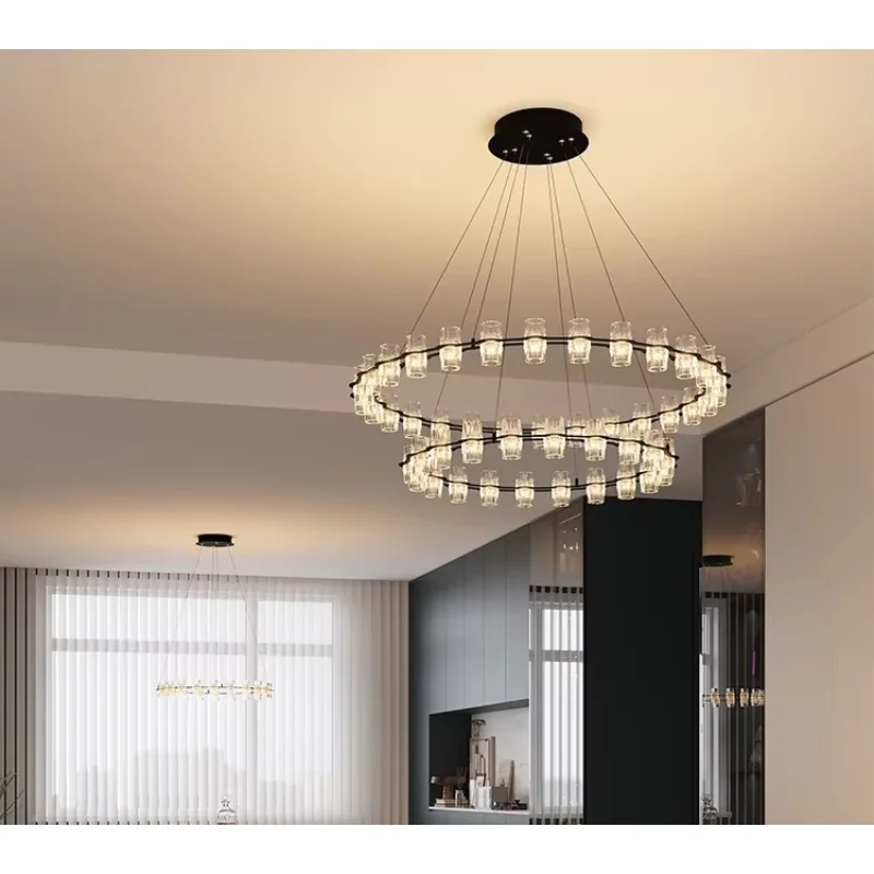 

Dining restaurant private room lighting modern simple living room pendant light ring high-end light luxury atmospheric bedroom