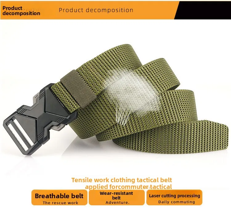 Herren-Taktikgürtel aus Nylon-Canvas, leicht, vielseitig einsetzbar, militärischer Herren-Gürtel, verstellbar, mit Schnellverschluss, Sportgürtel, 125 cm. – Detail 10