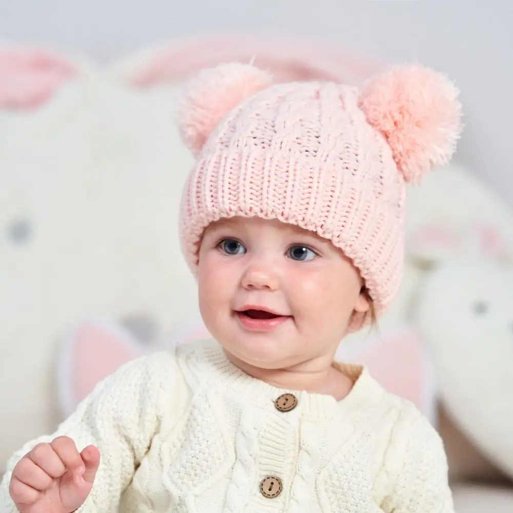 New Autumn Winter Warm Hat Solid Color Cute Pompoms Beanie Cap Toddler Creative Pullover Hats for Children