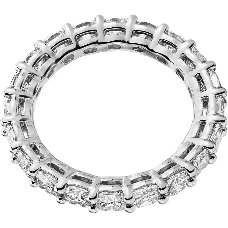 925 Sterling Silver14K Gold Plated Eternity Ring for Women 3MM Square-Cut Moissanite Rings - Stackable Love Wedding Band