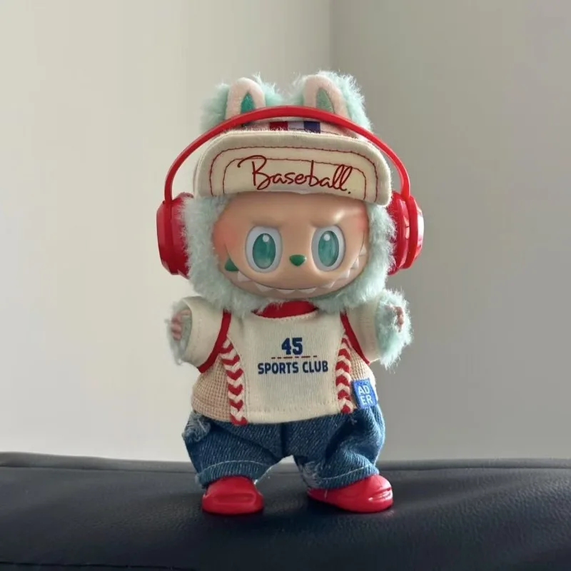 

【Только одежда】Комплект одежды для кукол Labub, съемная бейсбольная куртка с бейсбольной кепкой, подходит для винилового лица, аксессуары для наряда куклы