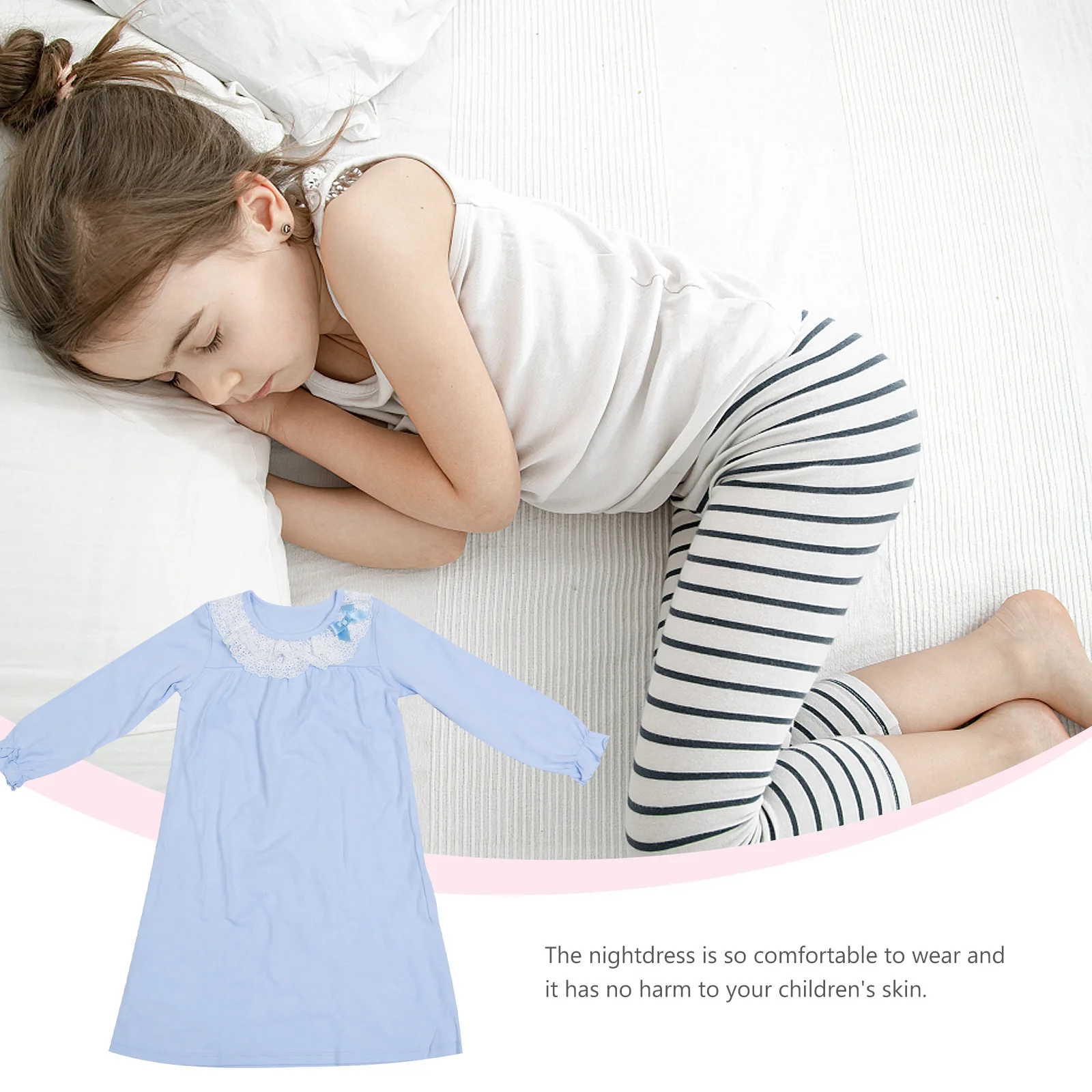 

BUTIFULSIC 1PC Kids Cotton Sleep Shirt Comfortable Pajamas for Children Lace Design