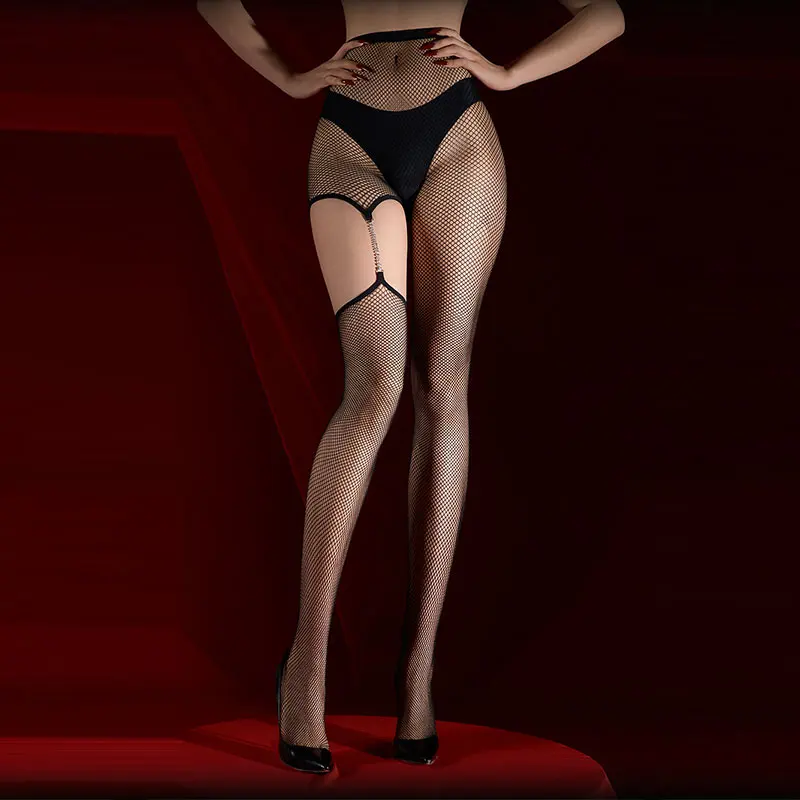 

Сексуальные асимметричные колготки на бедрах с ромбовидной цепочкой, женские готические черные лошадиные масла, полые чулки на подтяжках, колготки, популярное нижнее белье
