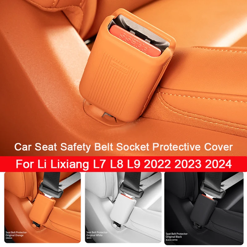 

For Li Lixiang L7 L8 L9 Car Seat Safety Belt Socket Protective Cover Fit Leading Ideal Silicone Case Auto Anti-slip Cover