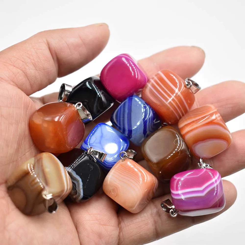 Fashion high quality natural stone mixed Striped agates charms pendants for jewelry making Wholesale 20pcs/lots free shipping