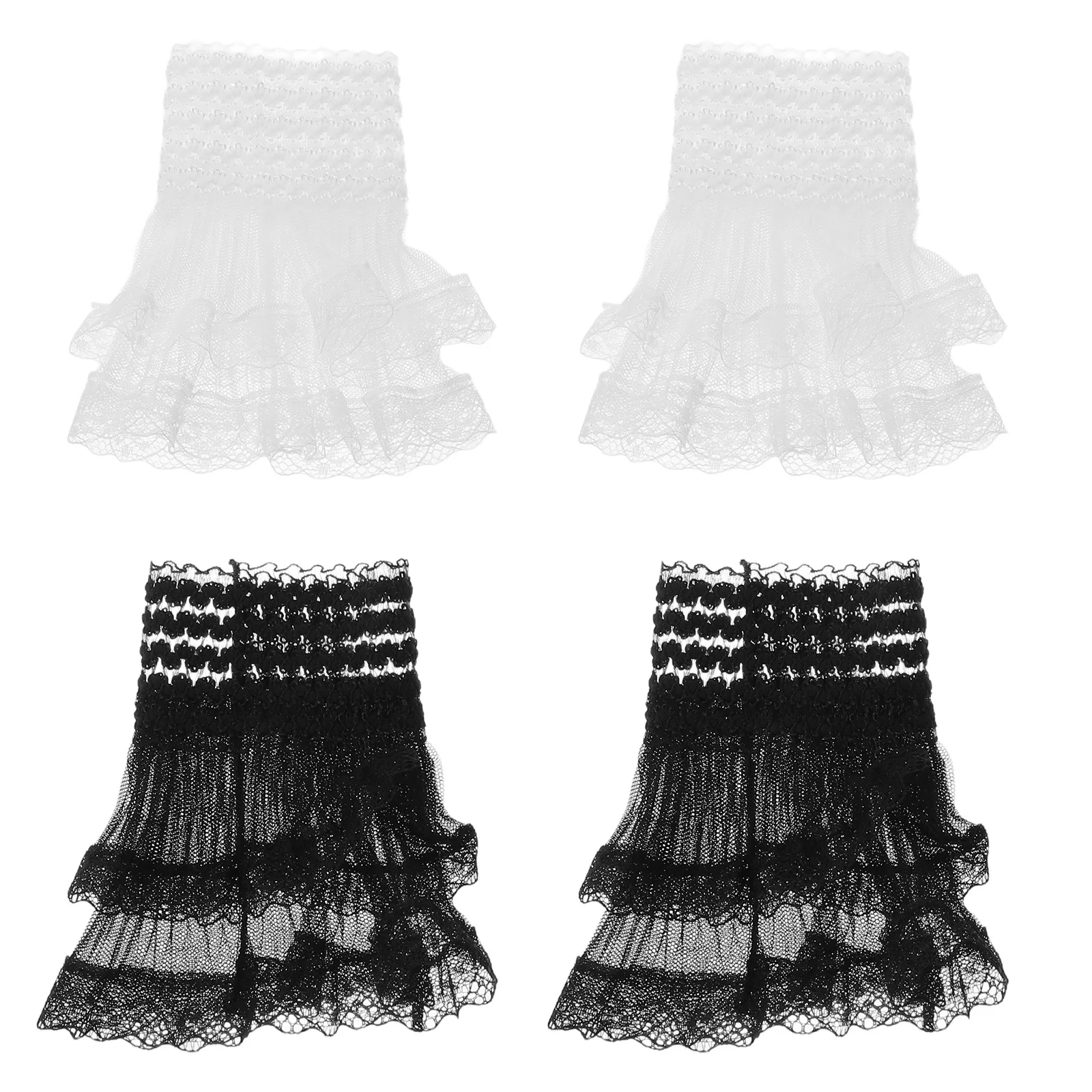 2 قطعة الأصفاد الزخرفية النسائية الدانتيل متوهج كم ملحقات انفصال شبكة كشكش الكفة القبعات العالية للبلوزات فساتين كم وهمية