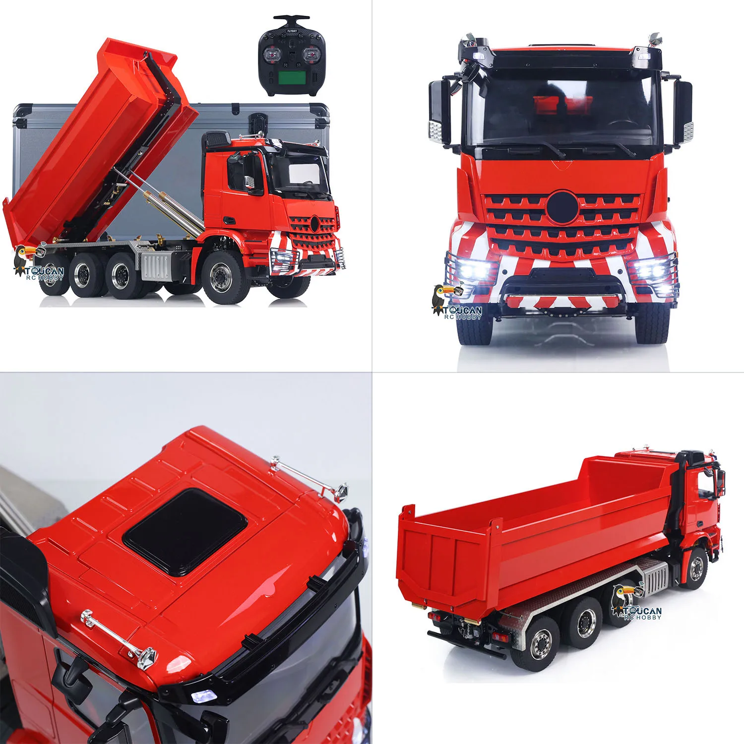 

8x8 RC Hydraulic Full Dump Truck 1/14 Scale Radio Control Dumper Tipper Car Model 3-speed Transmission Light Sound Set Toy