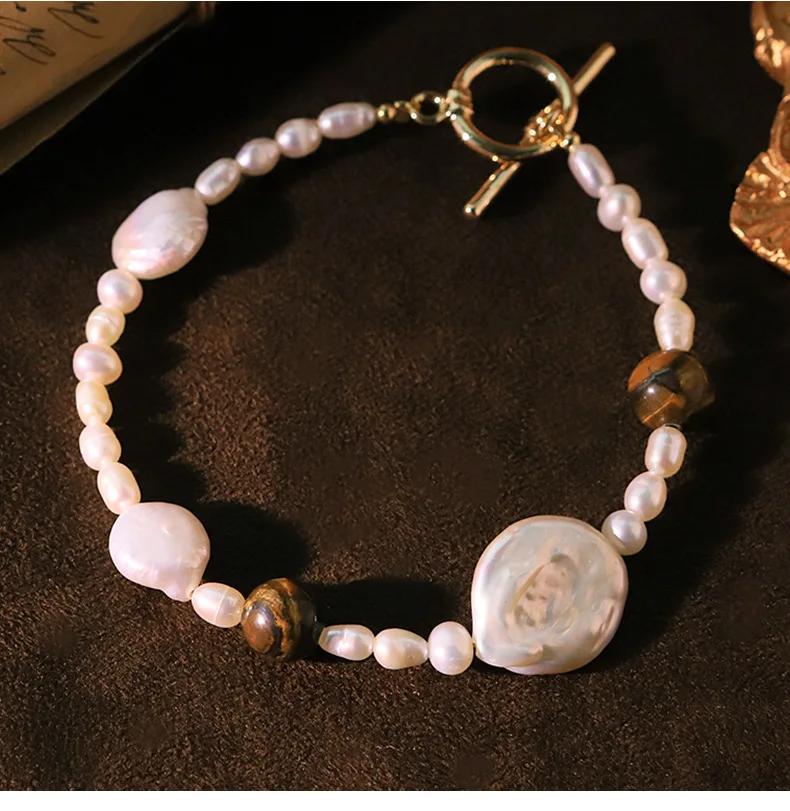 

Оригинальный браслет с натуральным пресноводным жемчугом «Тигровый глаз» для женщин, очаровательные роскошные универсальные браслеты, браслет из бисера, ювелирные изделия, подарки