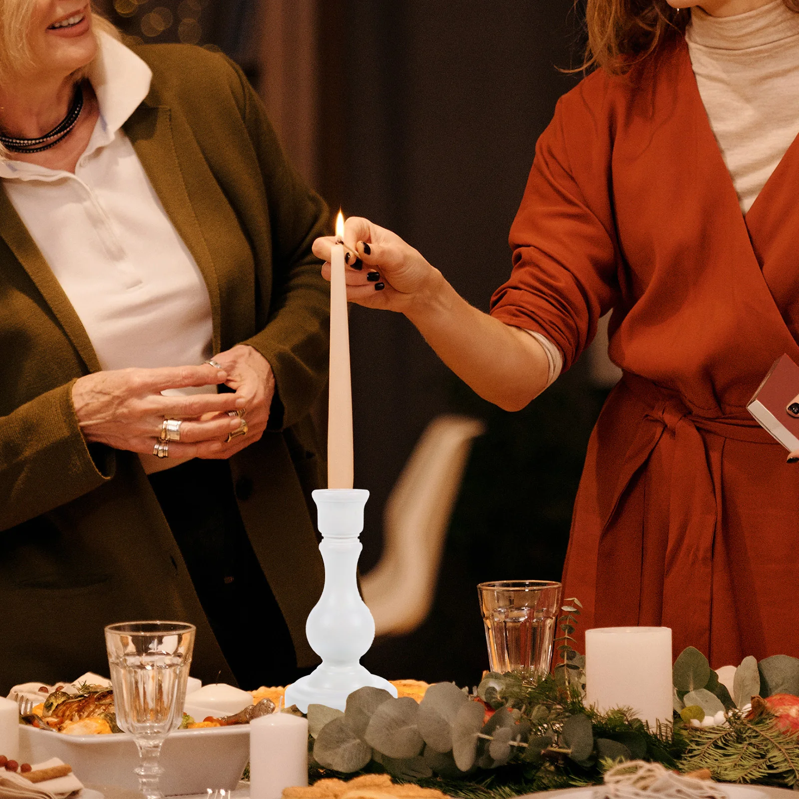 

Rustic Wooden Holder Simple Design Natural Wood Texture Candlestick for Living Room Bedroom Office Decor