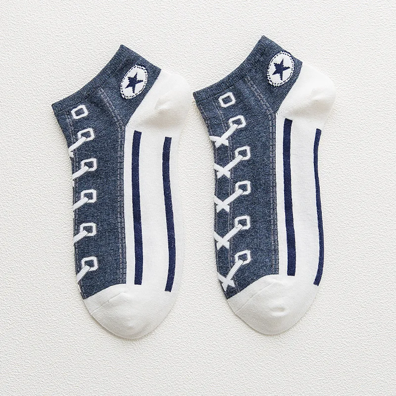 10 Pairs Men\'s Cotton Socks Casual Sports Boat Socks College Style Couple Canvas Short Socks