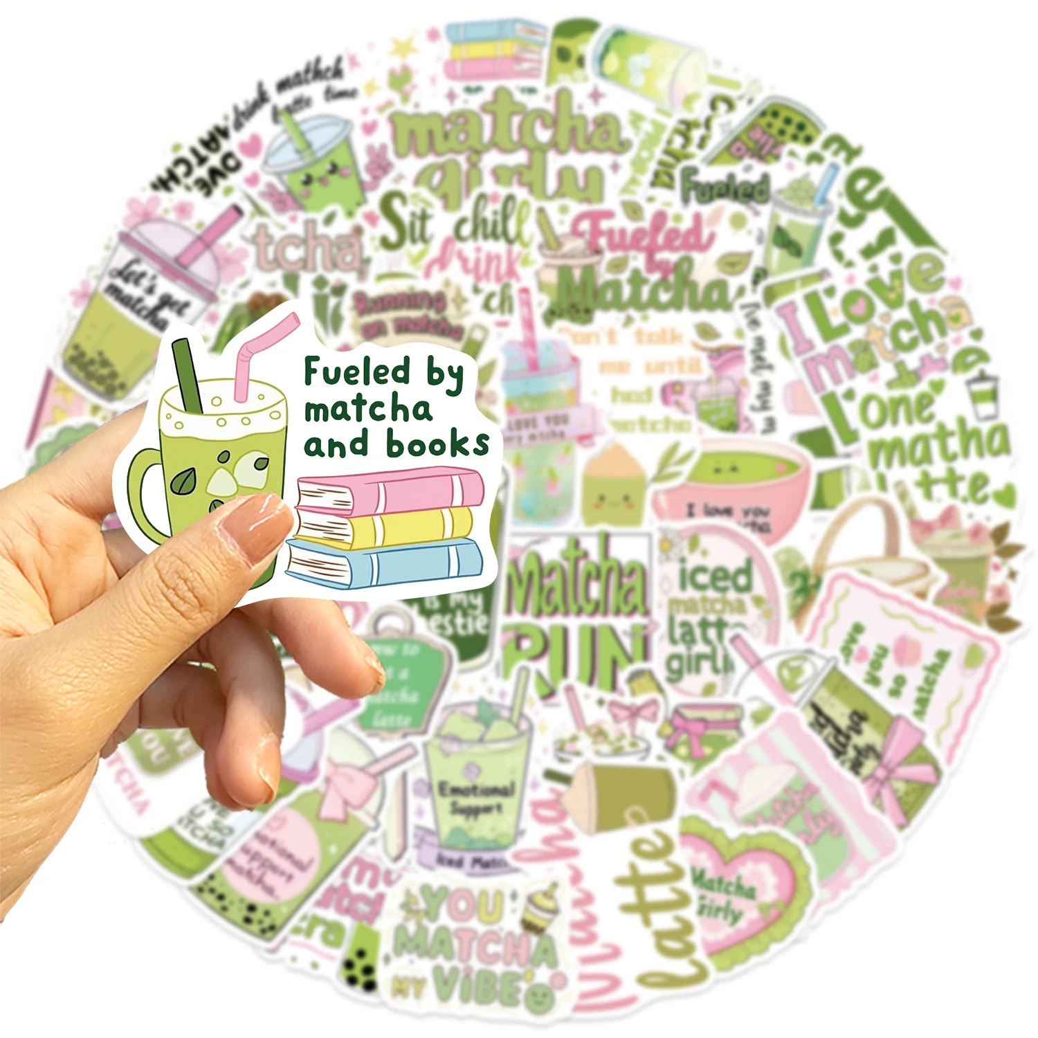 노트북 용 50pcs Matcha 소녀 스티커, Hydroflask, 스케이트 보드, 물병, 자전거, 성인을위한 선물을위한 귀여운 미적 스티커