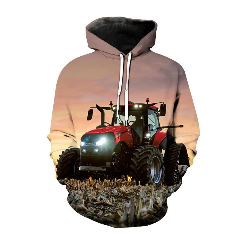 

New Tractor Pattern 3D Graphic Hoodies Men Women Harajuku Hip Hop Style Fashion Casual Pullover Sweatshirt Hooded Clothing