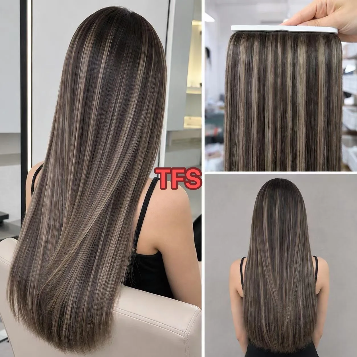 Hand Looped 100% Human Hair Weft Virgin Hair 20 Inch No Short Hair Silky Straight Neat Ends Luxury Hair Extensions