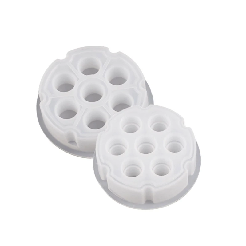 DIY Crystal Epoxy Mold 7 Holes Dices Fillet Resin Molds Silicone Mould Digital Game Crafts Round Gypsum Cement Mold Decor