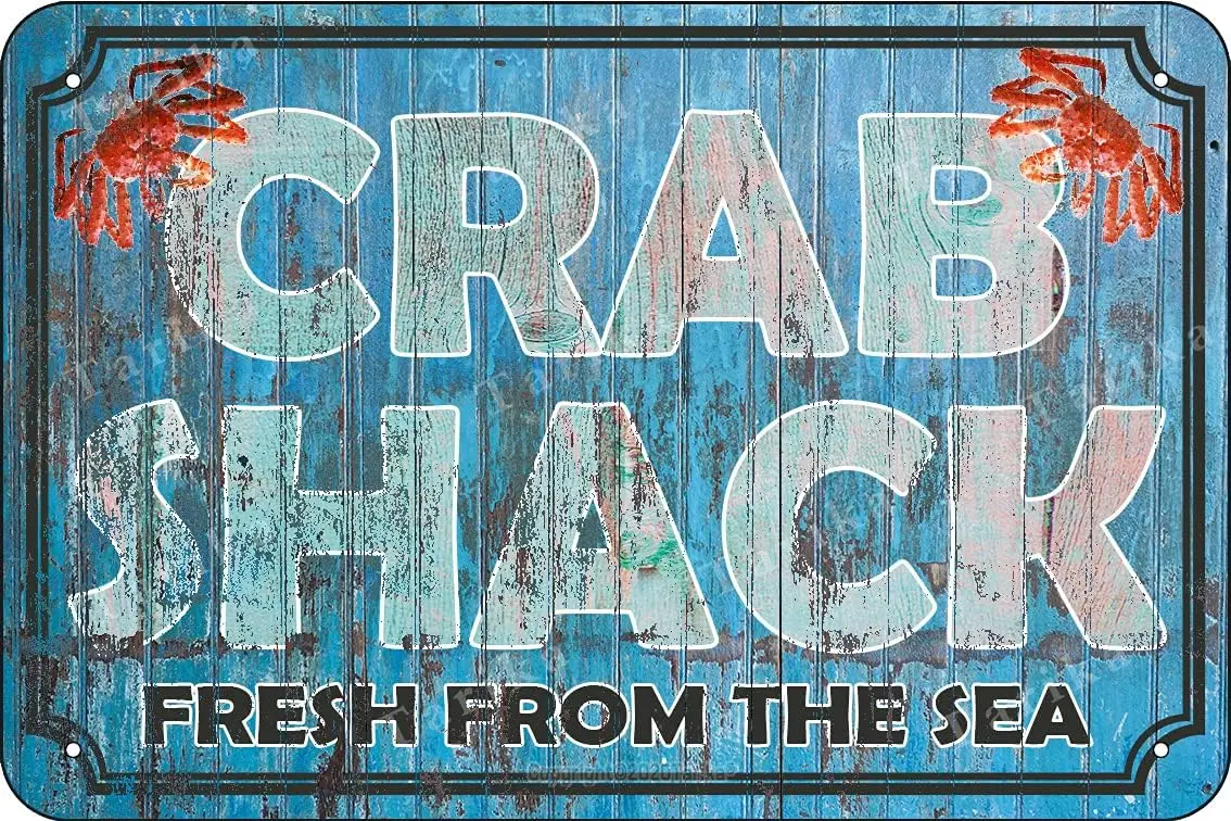 Crab Shack Fresh from The Sea Tin 8X12 Inch Vintage Look Decoration Crafts Sign for Home Kitchen Farm Bar Pub Man Cave Funny Wal