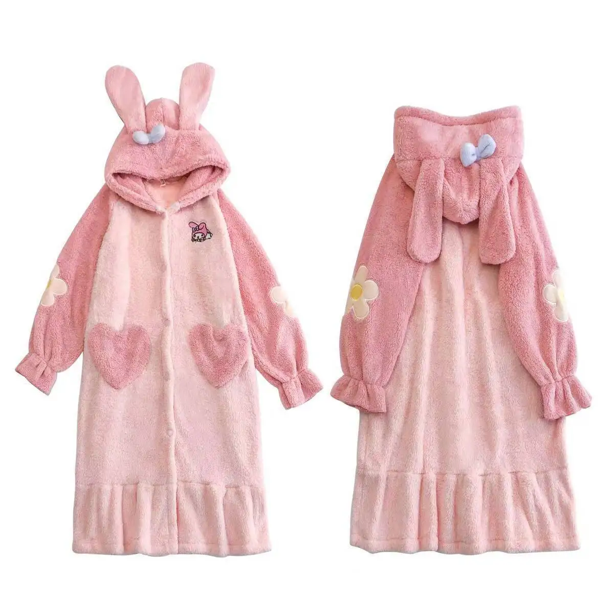 サンリオマイメロディパジャマセットかわいいフランネル漫画シナモロールハローキティパジャマホームウェア女の子冬暖かい部屋着スーツ