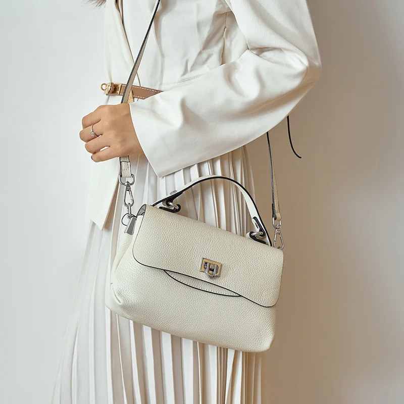 Zency Women Genuine Leather Top-handle Bag Envelope Bags Luxury Designer Shoulder Handbag Ladies Elegant Crossbody For Ladies