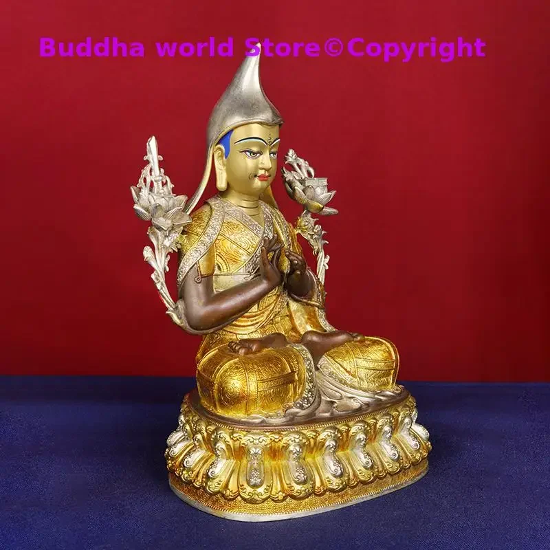 large Tibet Nepal Buddhism high quality gilding copper Yellow Sect Gelugpa master ZONG KA BA tsongkhapa Buddha statue protection