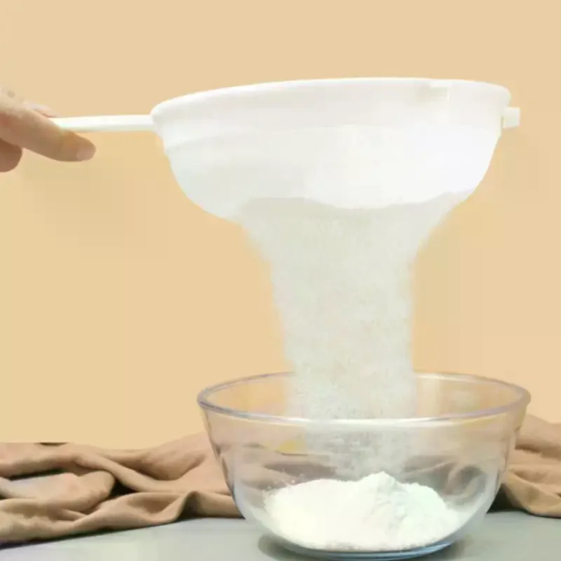 1Pcs Plastic Fine Mesh Spoon Strainer Kitchen Nut Milk Filter Flour Sieve With Handle Soy Milk Coffee Filter Tools