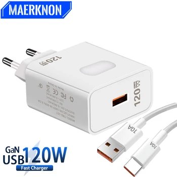 120W GaN USB hızlı şarj hızlı şarj 3.0 tip C kablo 10A cep telefonu şarj iPhone Huawei Samsung Xiaomi duvar şarj