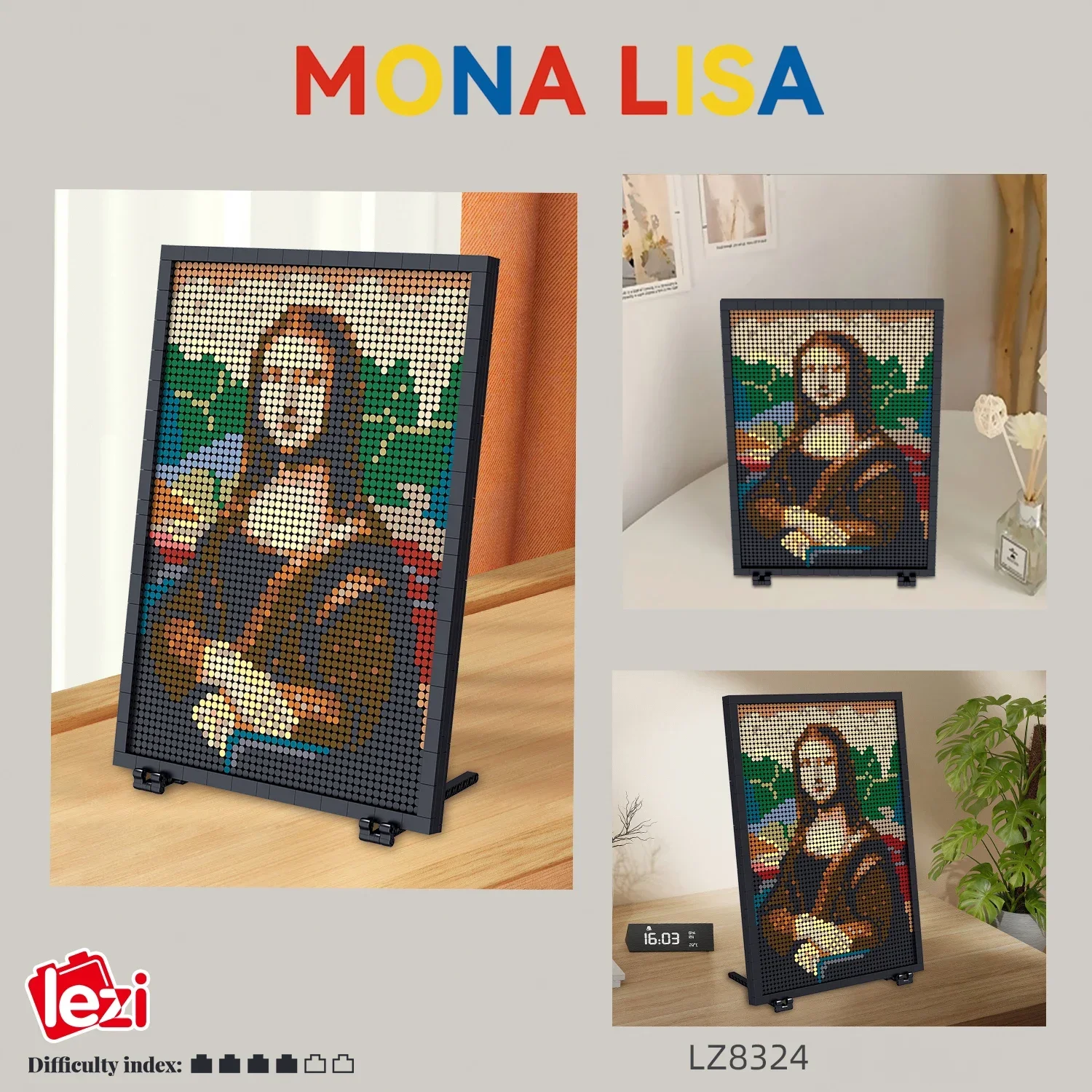 

3624PCS Creative Mona Lisa Painting Building Blocks Furniture Pendant Decoration Assemble Bricks Toys Gift For Children Kids