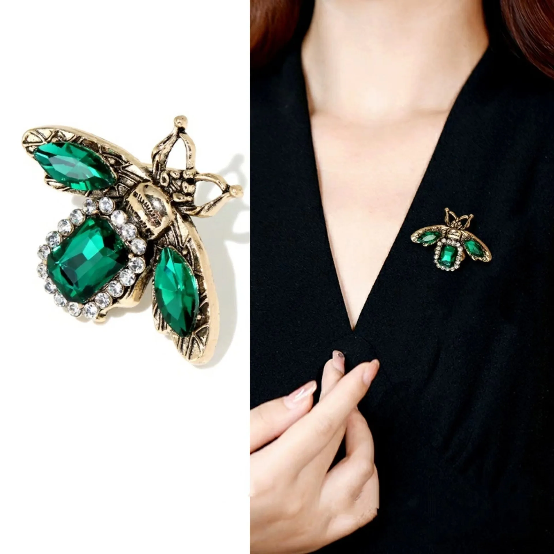 Vintage Baroque Crystal Bee Brooches For Women Unisex Fashion Rhhinestone Alloy Insect Brooch Backpack Suit Pins Jewelry Gifts