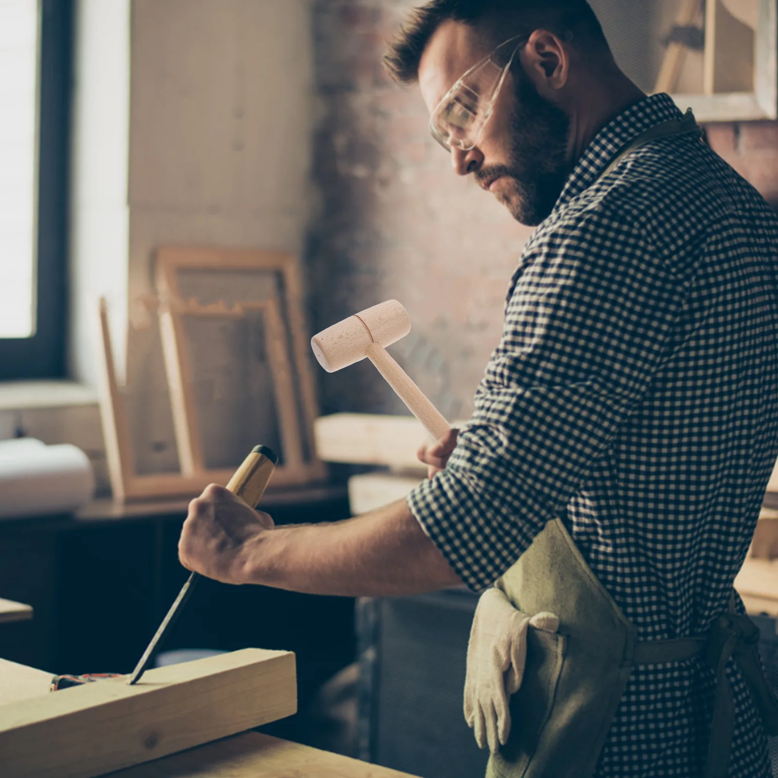 

Beechwood Hammer Wooden Mallet Handmade Tools Ideal for Leatherworking Carving Projects Durable Round Head Design Carpenter