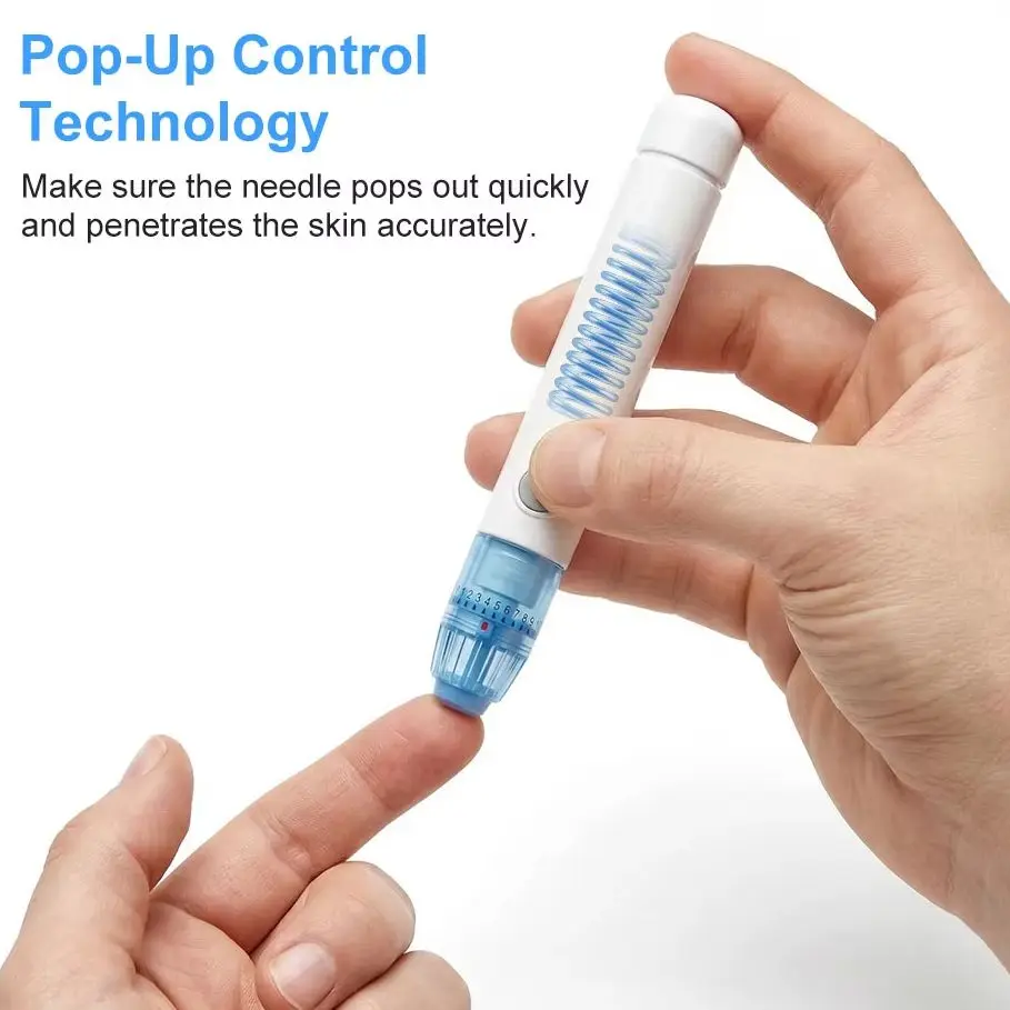 

Ручка-лансет для забора крови с 12 уровнями регулировки глубины прокола, устройство для тестирования уровня глюкозы, аксессуар для сбора крови для диабетиков