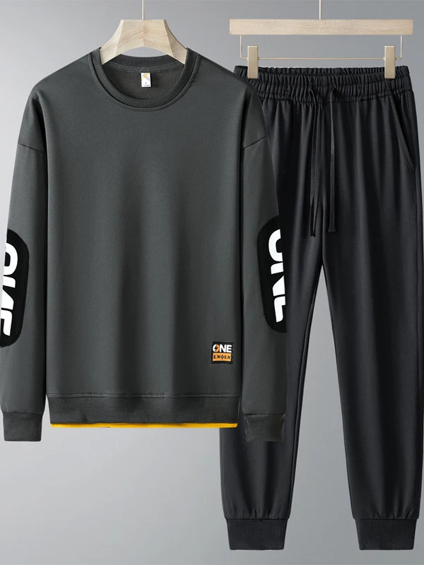 Men's Sportswear Set Casual Long Sleeve round Neck Sweatshirt Loose Fit Fashionable Autumn Collection Two-Piece Trendy Brand view 3