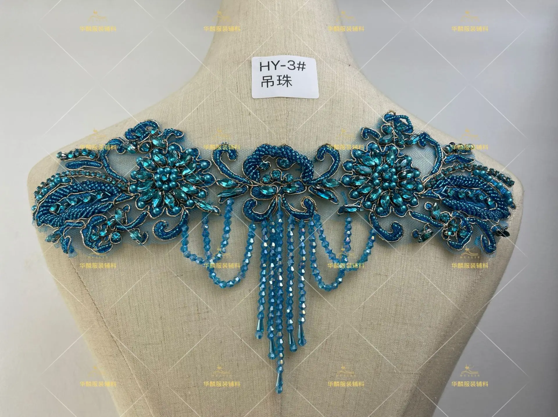 11 色手作りダイヤモンドバスト素材イブニングドレスネック生地高級タッセルビーズクリスタルクラウン形状アパレル装飾