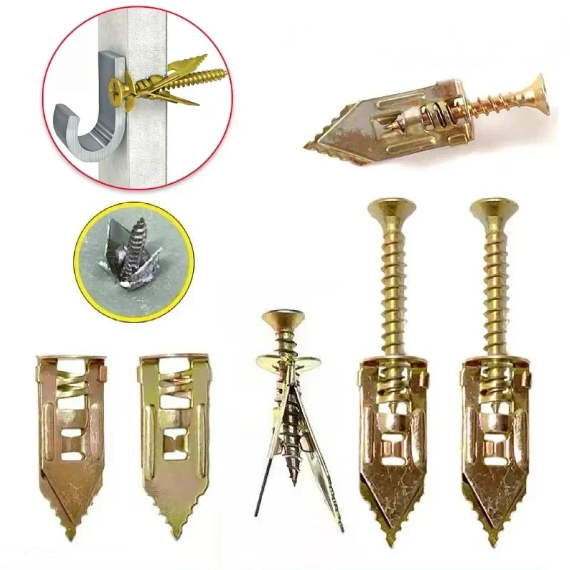 50/100 Hammer In Drywall Anchors  for Plasterboard Wall Anchors for Sheetrock Screw Holes with Self Tapping Screws Kit