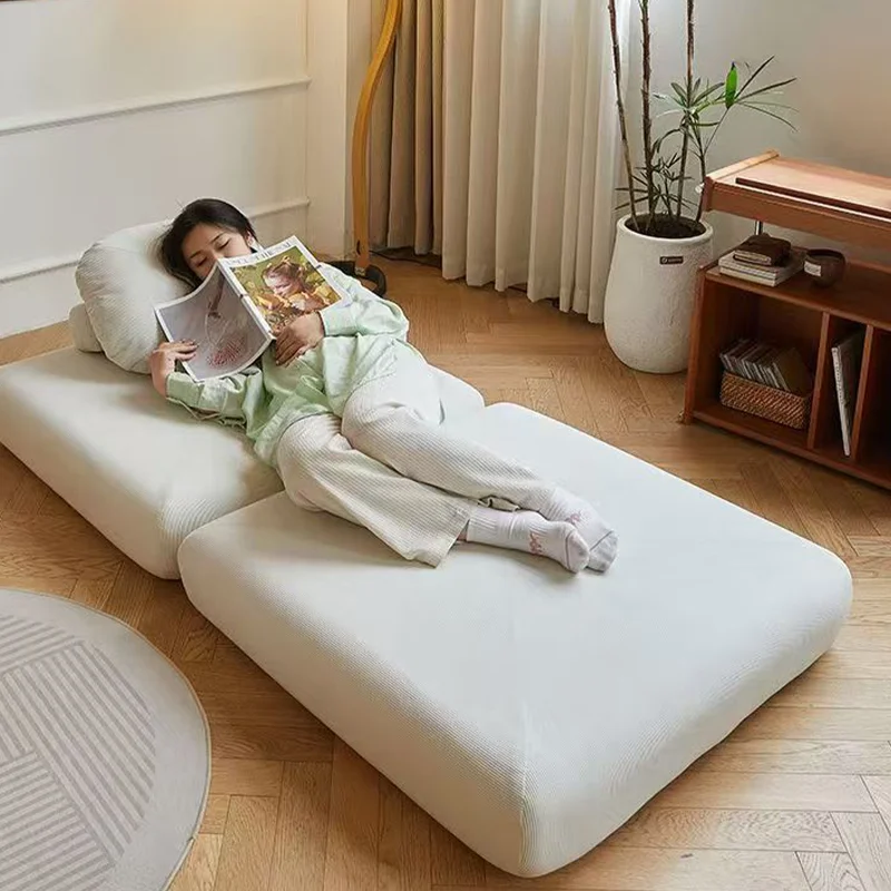 Tofu Block Lazy Sofa Single Person Detachable And Washable Sofa Home Furniture Living Room Sofa Bed Dual-useTatamiMinimalistSofa