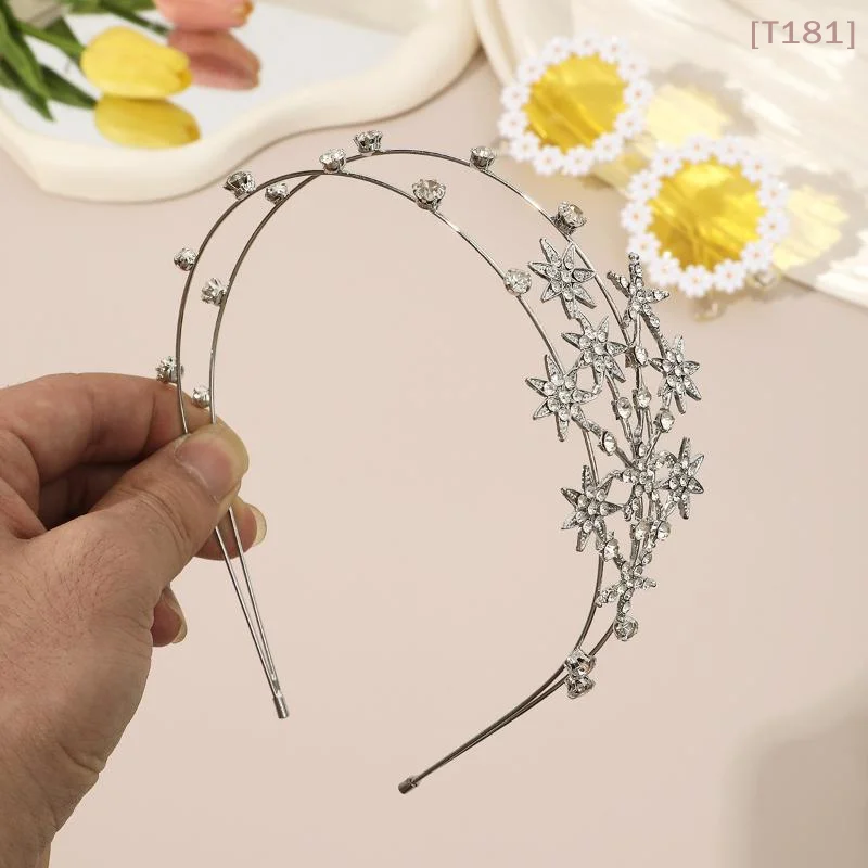 

Fashion Luxury Snowflake Rhinestones Hairbands Sweet Double-layered Hollowed-out Star Headband Bridal Wedding Hair Accessories