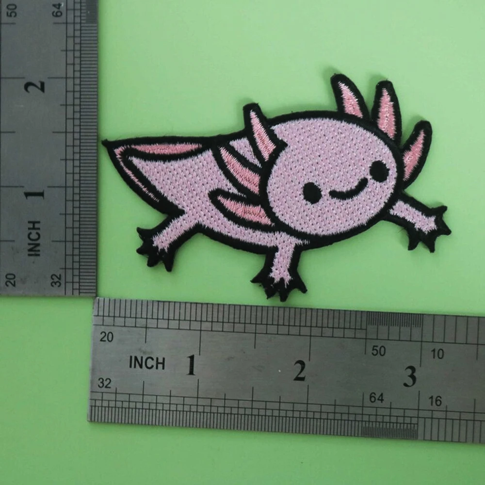 Pack of 2 Iron On Axolotl Patch, Perfect for Clothing, Hats, Backpacks, DIY Decorative Embroidery Applique, Animal Lover Gift