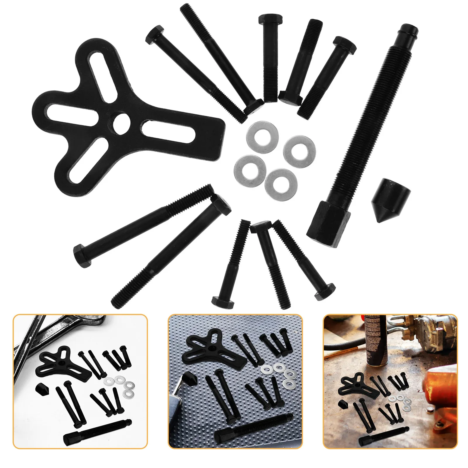 

1 Set Steering Wheel Puller Kit Chrome-Vanadium Steel Crankshaft Pulley Removal Tool For Flywheel Balancer Small Engine Repair